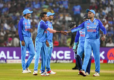 pune indian bowler yuzvendra chahal celebrates with teammates after the wicket