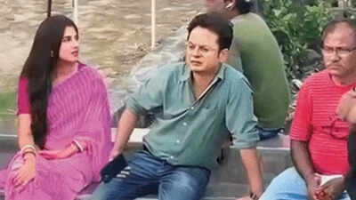 rahul with his co actor and crew members during the shoot at talsari