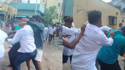 a heated exchange between aiadmk and dmk agents at a salem polling booth escalated into a physical altercation