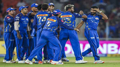 ahmedabad apr 20 ani mumbai indians39 jasprit bumrah and teammates celebrate