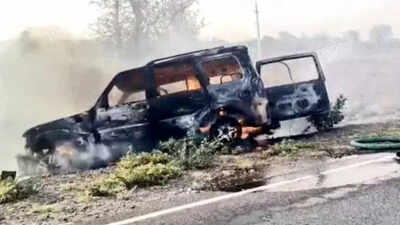 three bodies were found inside the charred vehicle while one was recovered from a nearby field