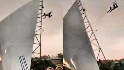 videograb sequence shows a man in bareilly who clung to a tin shed that was blown away in the storm being flung 50 feet in the air he survived with broken bones having landed in a sugarcane field