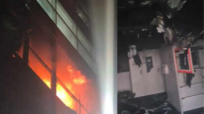fire erupted in a battery room on the third floor of the tata communications office in greater kailash i