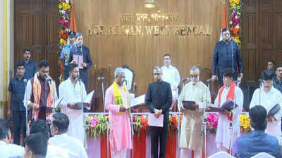 governor r n ravi administered the oath of office and secrecy to the newly inducted ministers taking the strength of the council of ministers to 41 under chief minister suvendu adhikari