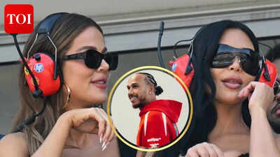 grand prix 2026 kim kardashian rocks in her all black attire as she arrives with khloe kardashian to support beau lewis hamilton