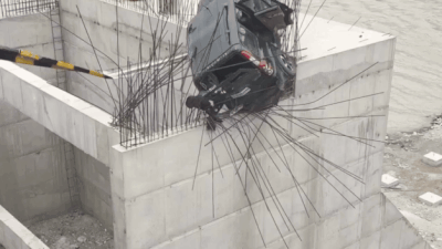 police said the accident occurred when the vehicle went out of control and fell on an under construction cement